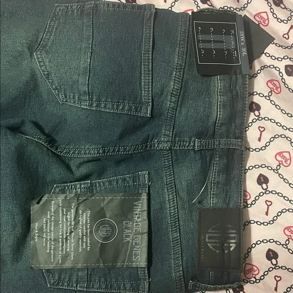 Vintage Genes Black Slim Men Jeans - Dark Blue - Picture 8 of 11